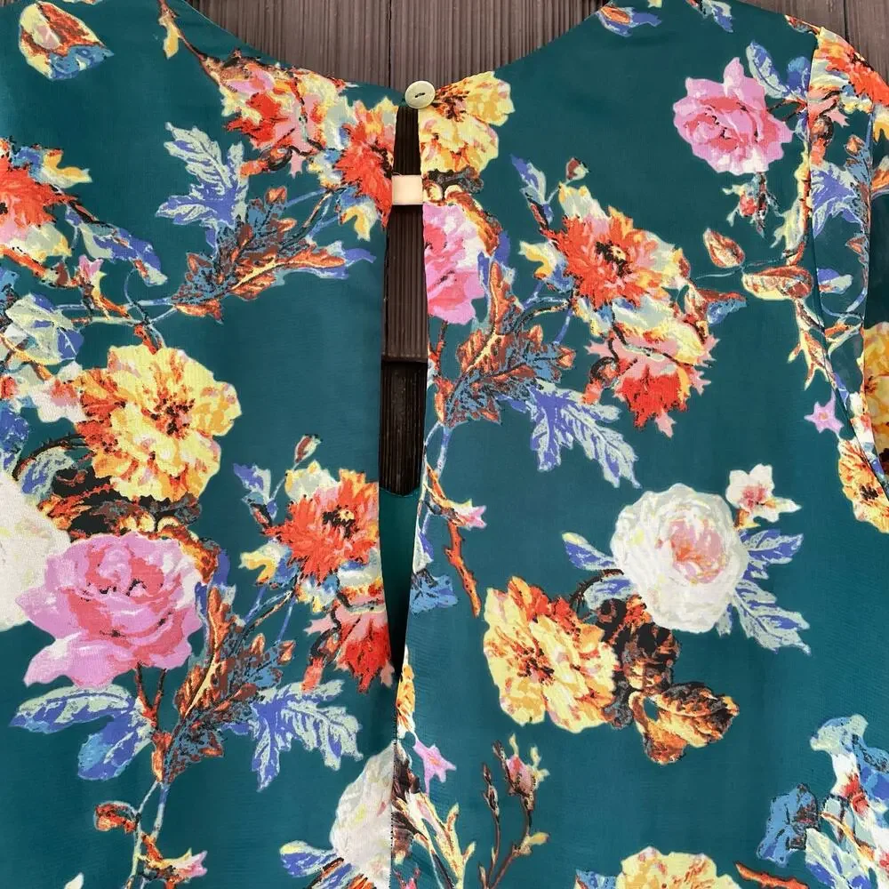 💖5/$25 Show Me Your Mumu Donna Michelle Tunic Green Yellow Lightweight  Large - Picture 5 of 12